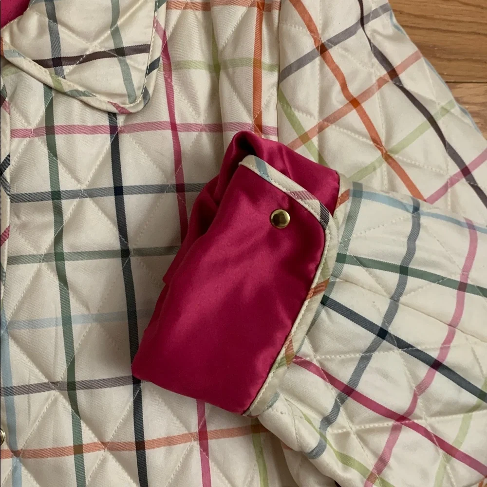 Coach Colorful Checkered Tattersal Jacket with Pink Accents size Large